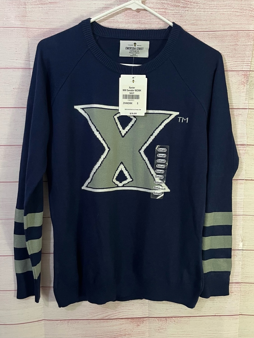 Emerson Street NWT‎ Blue Gray Xavier University Crewneck Sweater Small